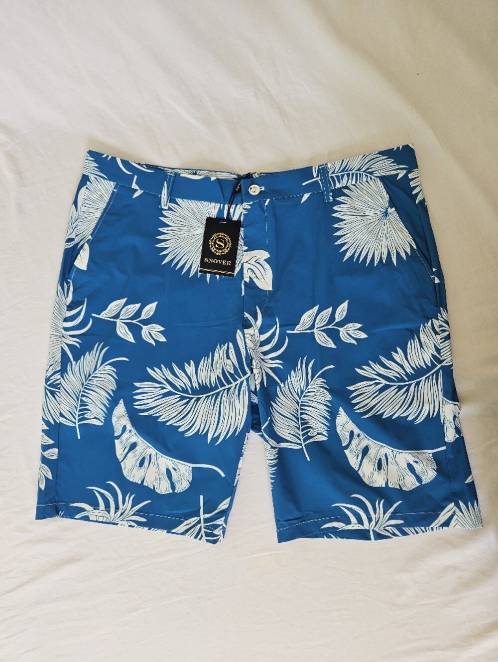 NWT Size 40 Snover Menswear Teal Blue Tropical Palm Print Men’s Golf Shorts